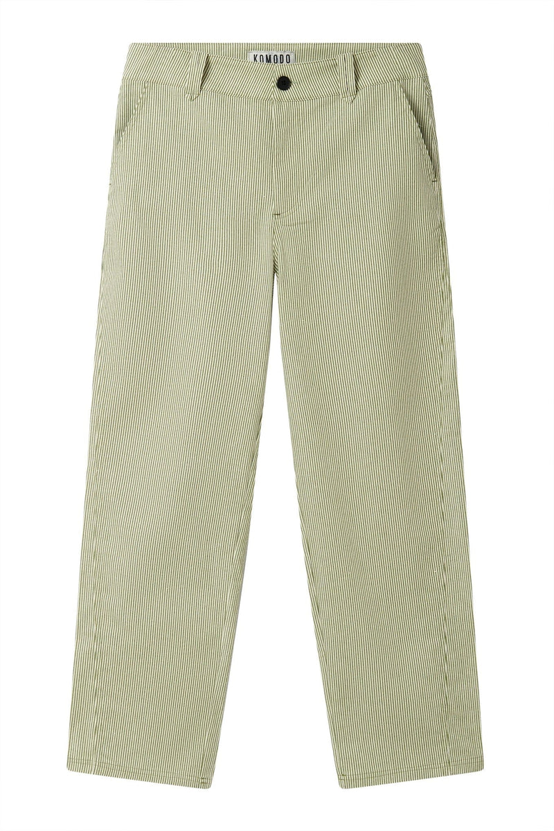 KOMODO MAKULU - Organic cotton trouser - Green ticking stripe