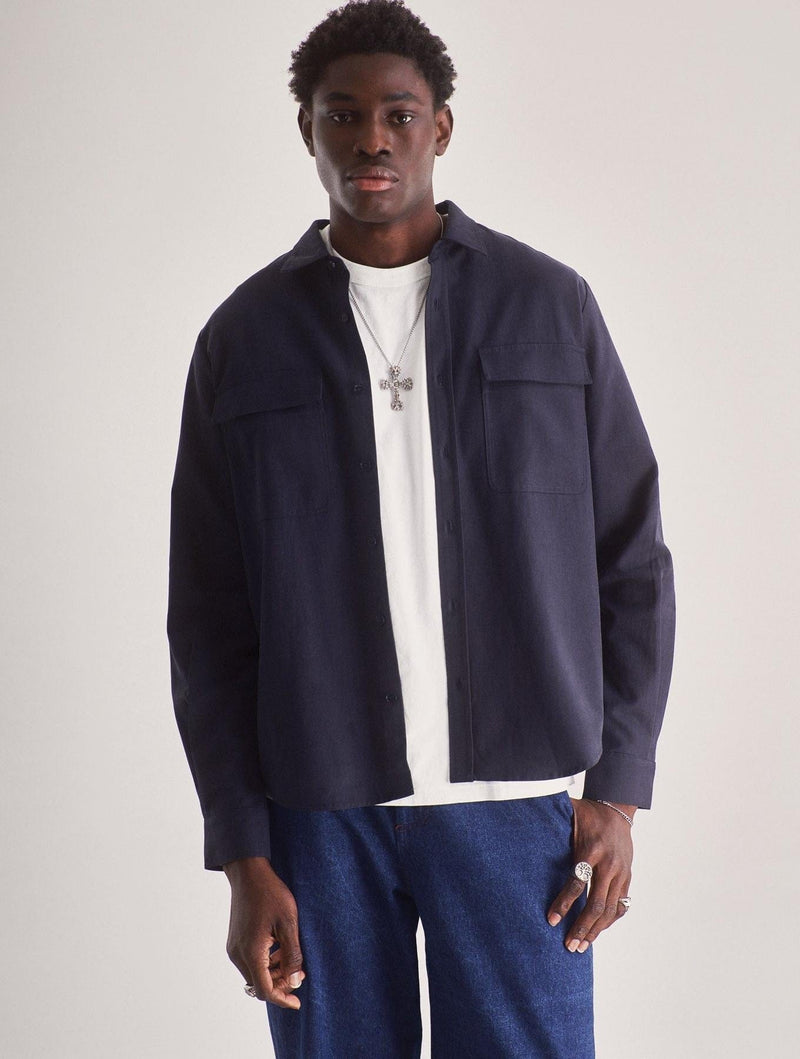 KOMODO Men's Arc Cotton Tencel Blend Shirt | Navy