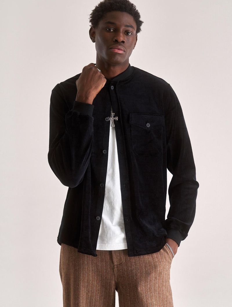 KOMODO Men's Cole Organic Cotton Poly Velvet Overshirt | Black