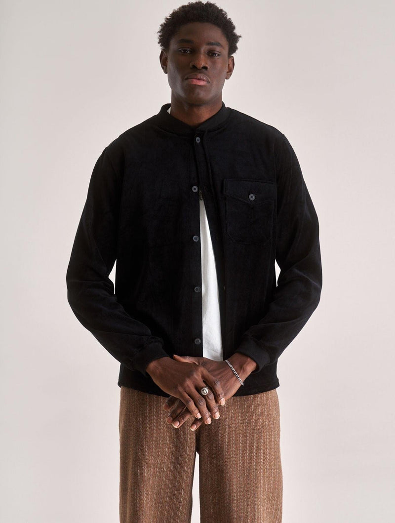 KOMODO Men's Cole Organic Cotton Poly Velvet Overshirt | Black