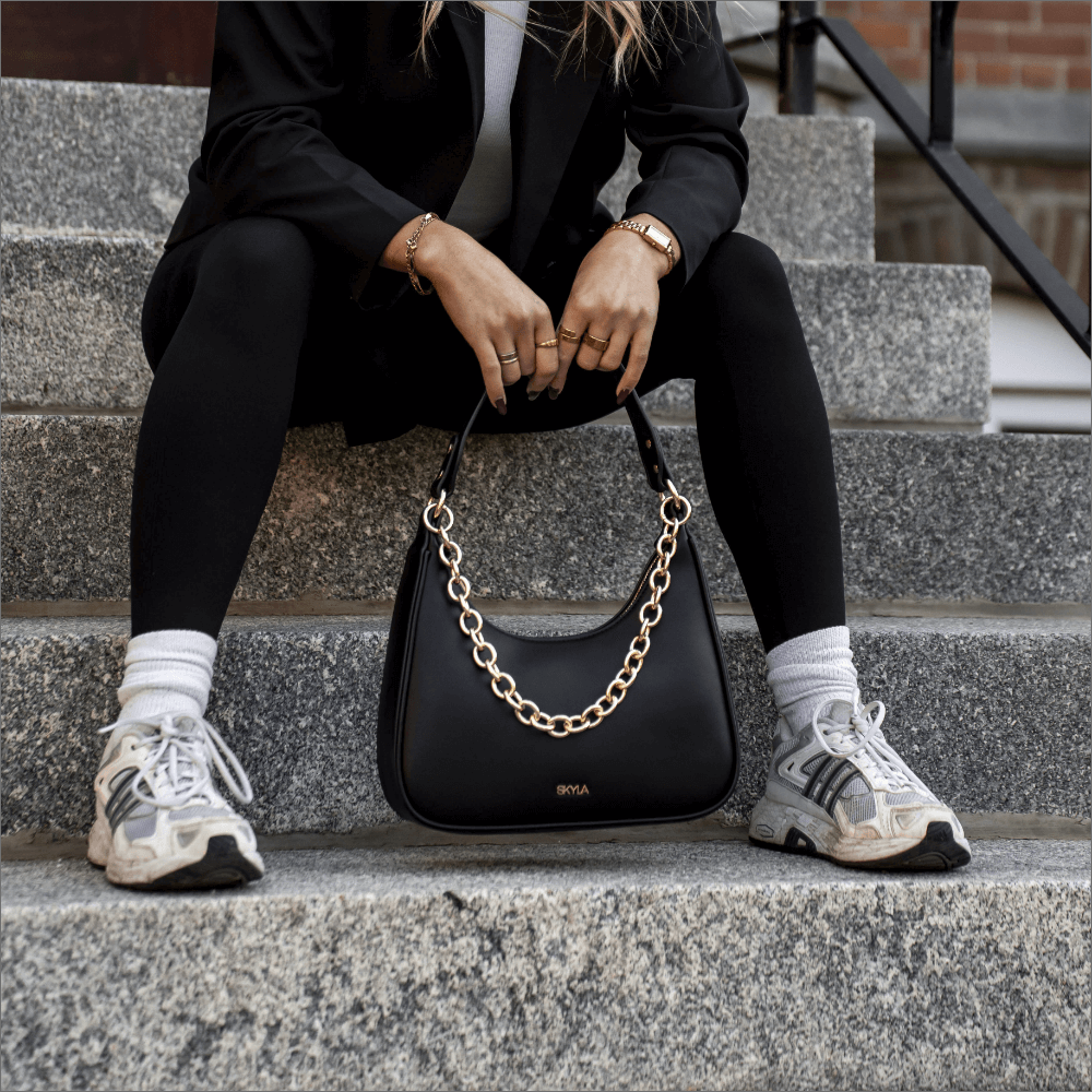 Charlie Vegan Leather Shoulder Bag | Black – Immaculate Vegan