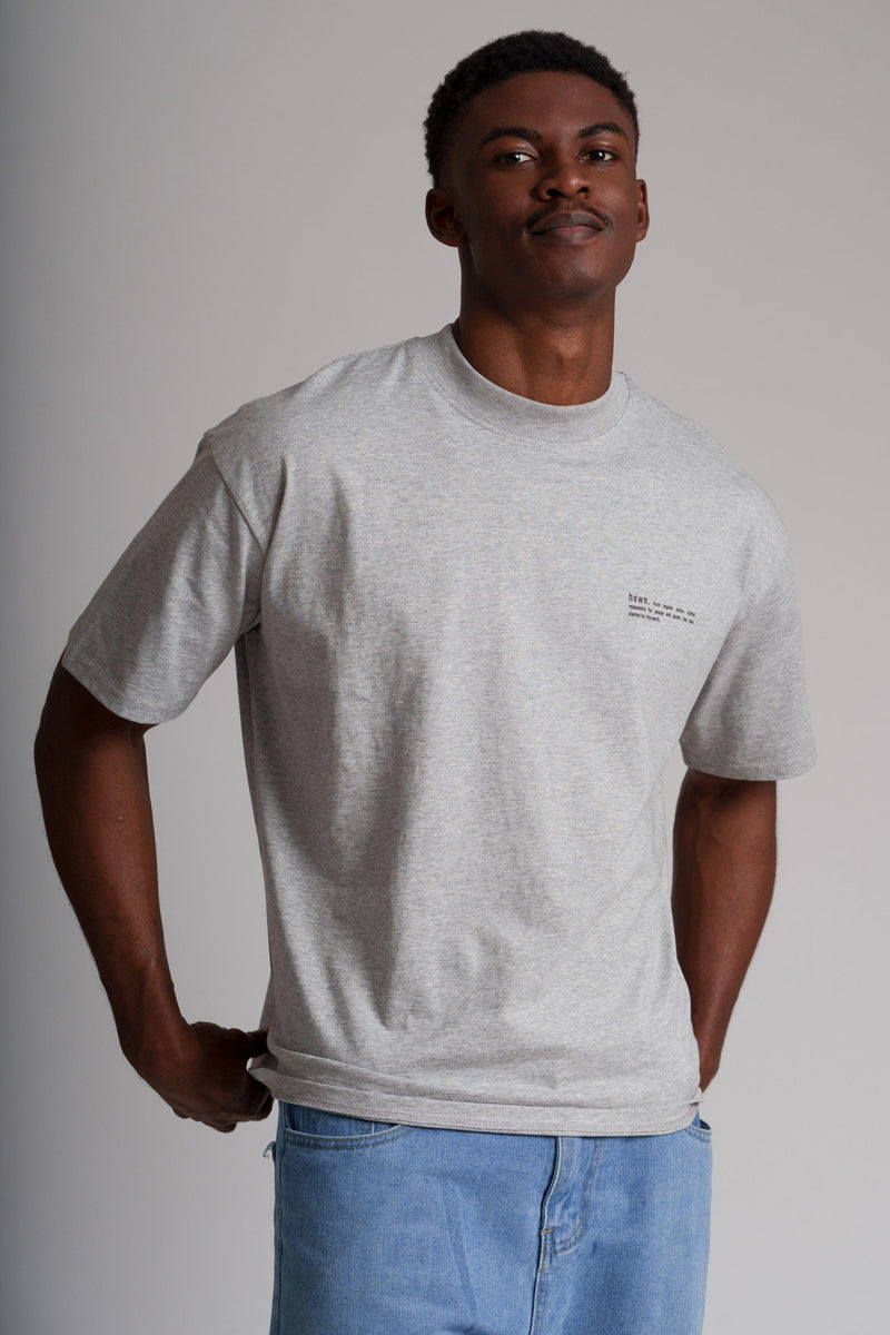 hewn. Mens Organic Cotton Signature Oversized T-shirt in Rock Grey Marl