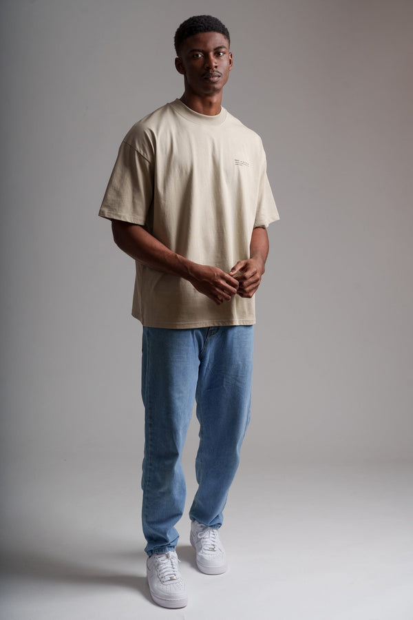 hewn. Mens Organic Cotton Signature Oversized T-shirt in Limestone Grey