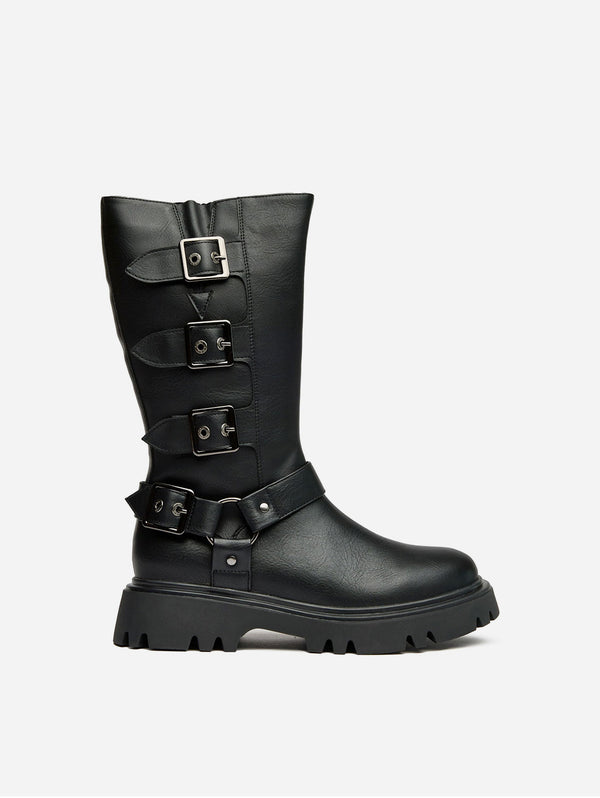 Cosmic Women's Vegan Leather Biker Boots | Black