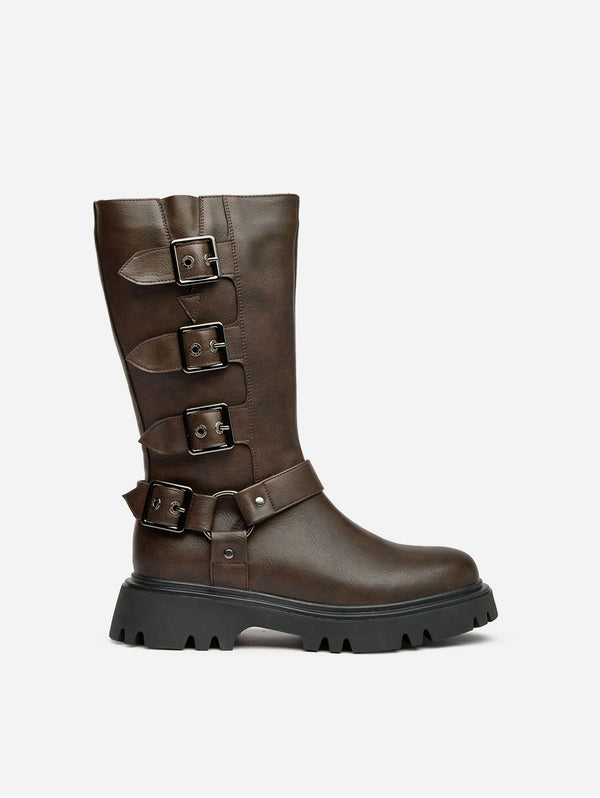 Cosmic Women's Vegan Leather Biker Boots | Brown