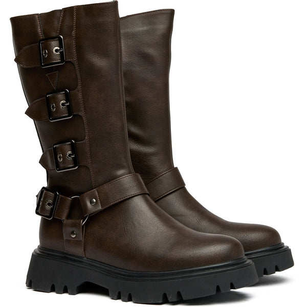Cosmic Women's Vegan Leather Biker Boots | Brown
