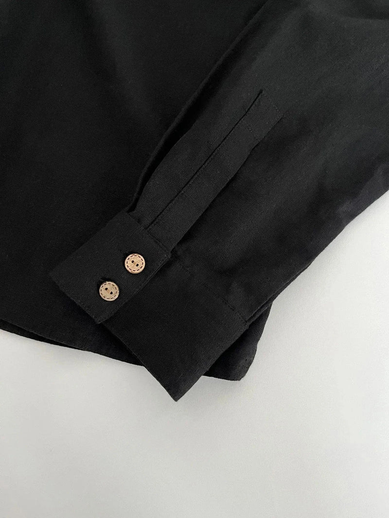 KOMODO Elijah Men's Organic Linen Cotton Shirt | Black