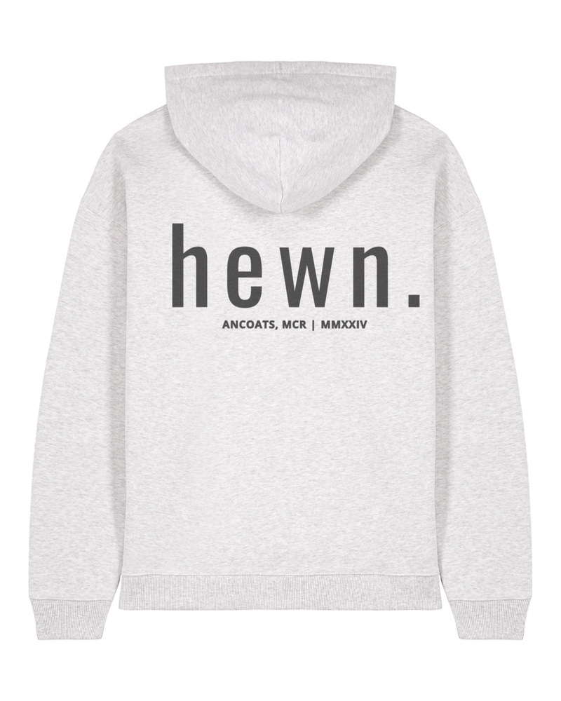 hewn. Mens Organic Cotton Signature Oversized Hoodie in Cloud Grey Marl