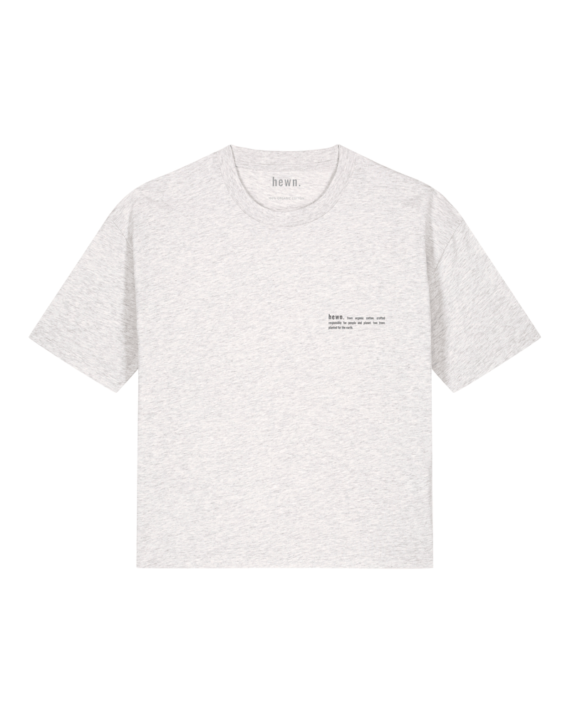 hewn. Womens Organic Cotton Boxy T-shirt in Cloud Grey Marl