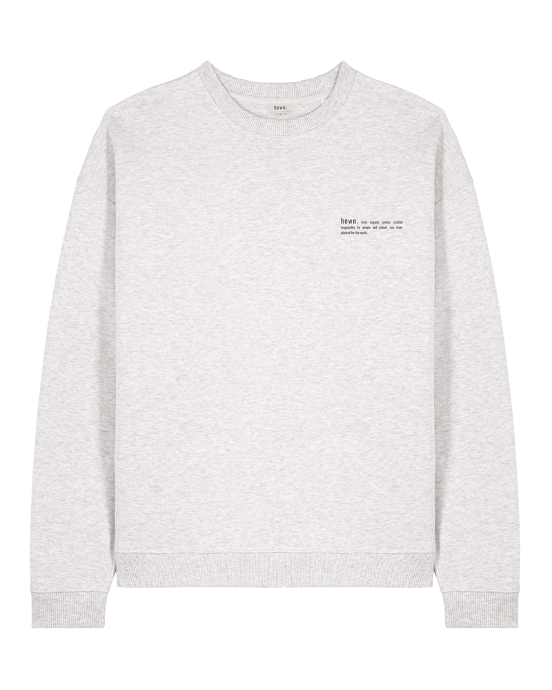 hewn. Mens Organic Cotton Signature Oversized Sweatshirt in Cloud Grey Marl