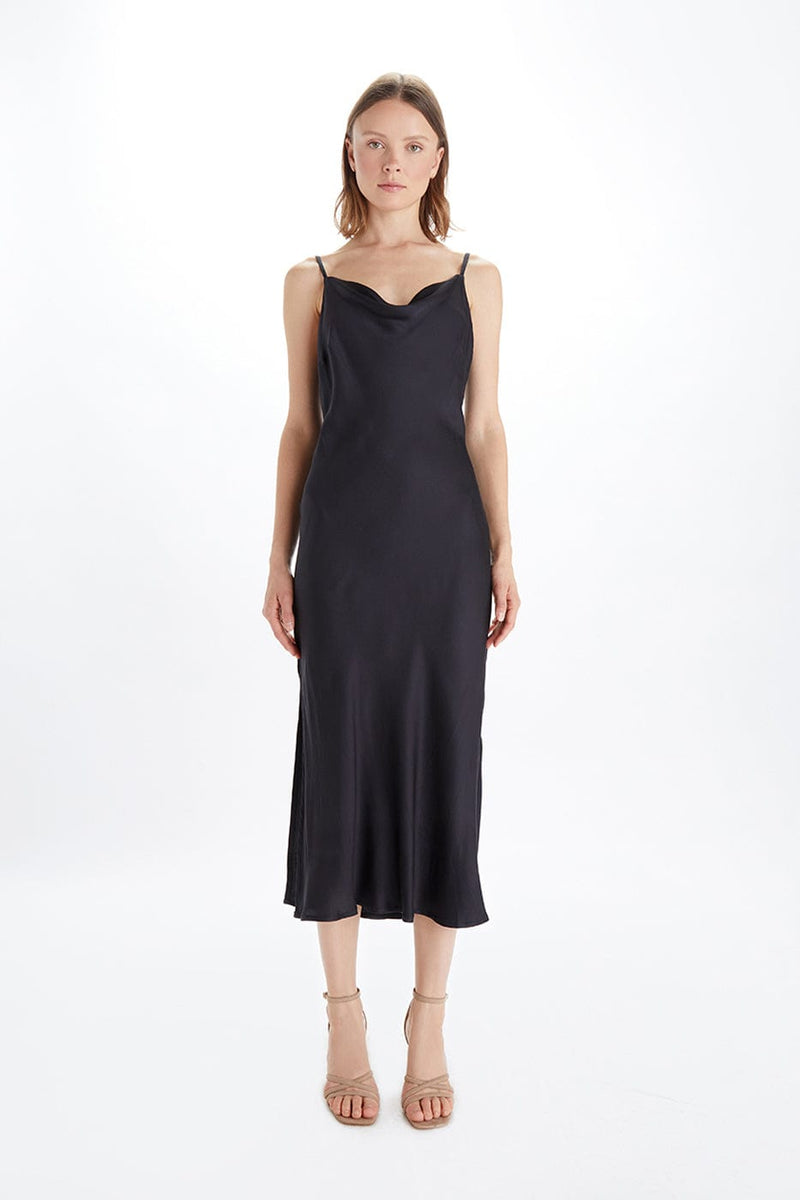 Cowl Neck Satin TENCEL Midi Dress | Multiple Colours  Immaculate Vegan