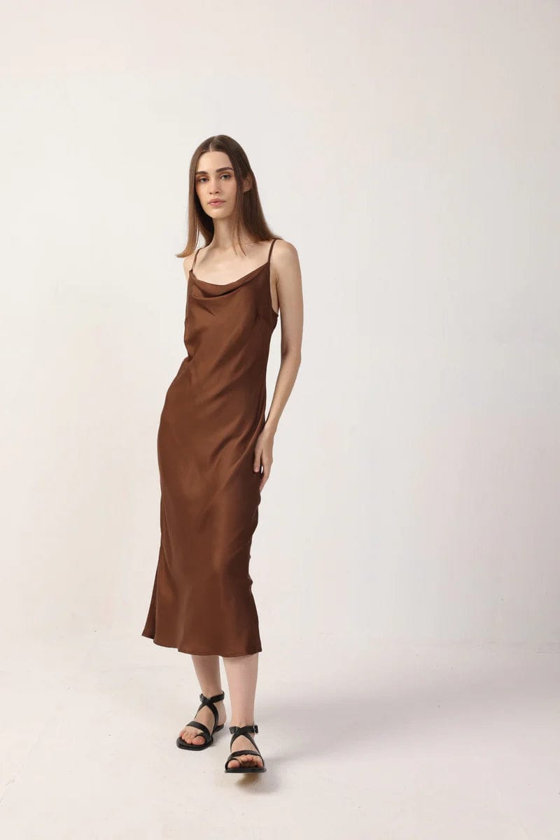 Cowl Neck Satin TENCEL Midi Dress | Multiple Colours Immaculate Vegan Cowl Neck Satin TENCEL Midi Dress | Multiple Colours Immaculate Vegan