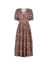 Immaculate Vegan - Holly LENZING™ ECOVERO™ V-Neck Midi Dress | Black Rose Floral