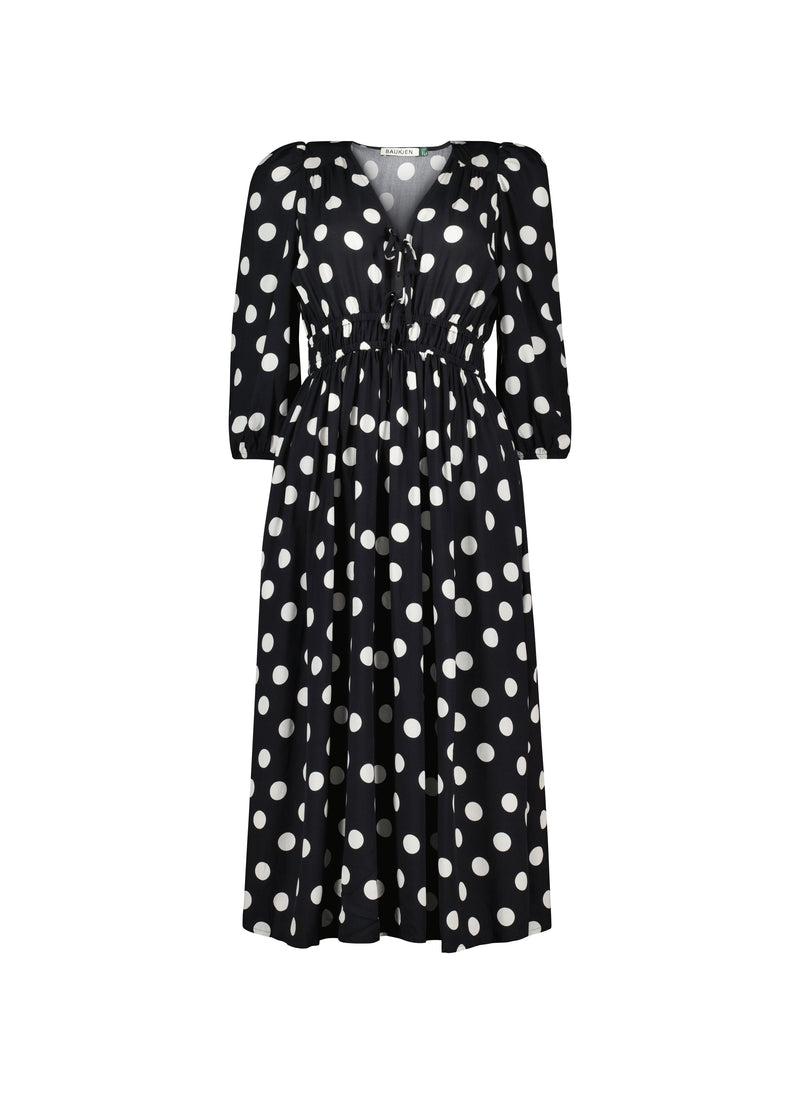 Olesia LENZING™ ECOVERO™ Printed Midi Dress | Black Polka Dot