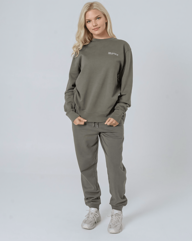 hewn. Womens Organic Cotton Relaxed-fit Sweatshirt in Pine Green Khaki