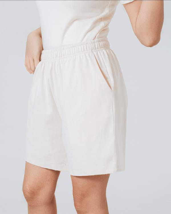 hewn. Womens Organic Cotton Lightweight Shorts in Natural Cotton