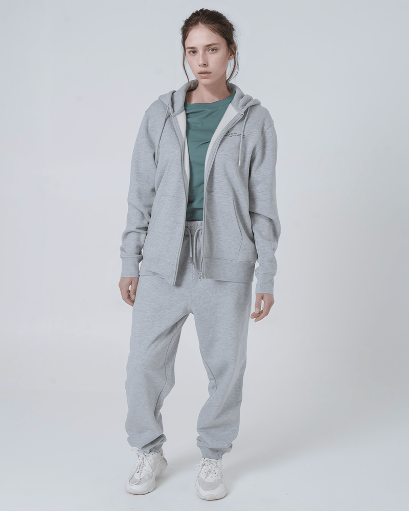 hewn. Womens Organic Cotton Relaxed-fit Zip Hoodie in Rock Grey Marl