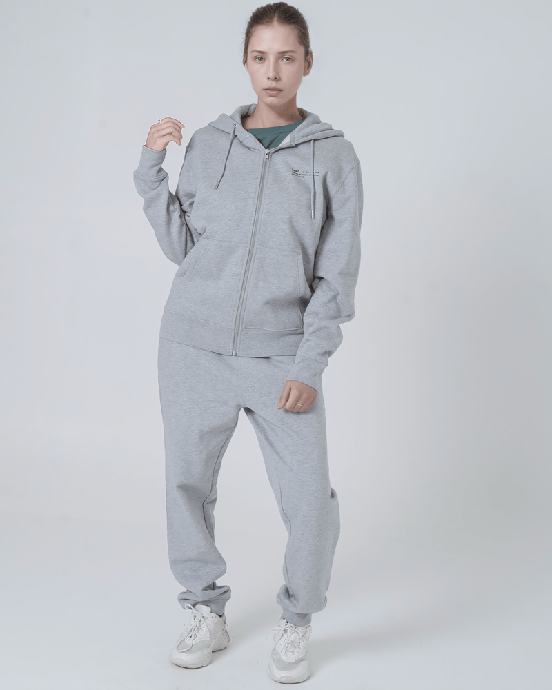 hewn. Womens Organic Cotton Relaxed-fit Zip Hoodie in Rock Grey Marl