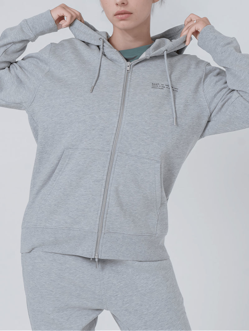 Women's Organic Cotton Relaxed Fit Zip Hoodie | Rock Grey Marl