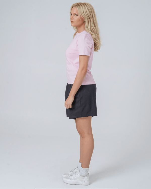 hewn. Womens Organic Cotton Fitted T-shirt in Cherry Blossom Pink