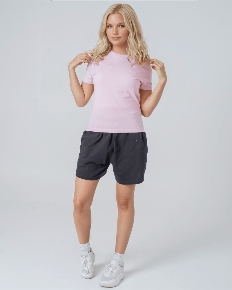 hewn. Womens Organic Cotton Fitted T-shirt in Cherry Blossom Pink