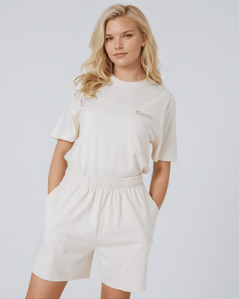 hewn. Womens Organic Cotton Lightweight Shorts in Natural Cotton