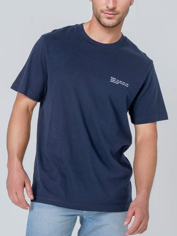 hewn. Mens Organic Cotton Relaxed-Fit T-shirt in Midnight Navy Blue