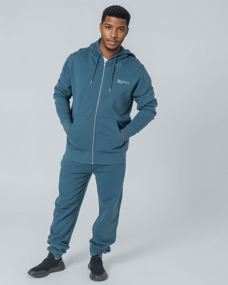 hewn. Mens Organic Cotton Relaxed-fit Zip Hoodie in Ocean Blue
