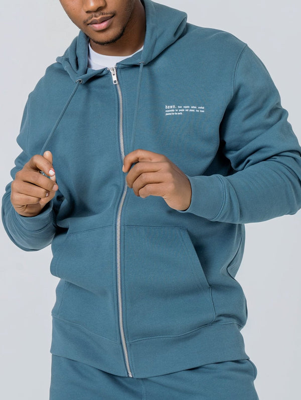 hewn. Mens Organic Cotton Relaxed-fit Zip Hoodie in Ocean Blue