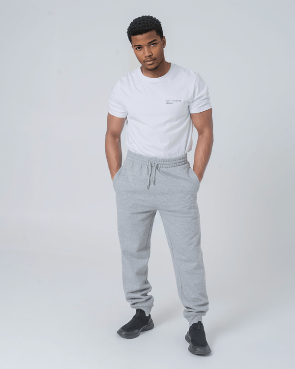 hewn. Mens Organic Cotton Relaxed-fit Joggers in Rock Grey Marl