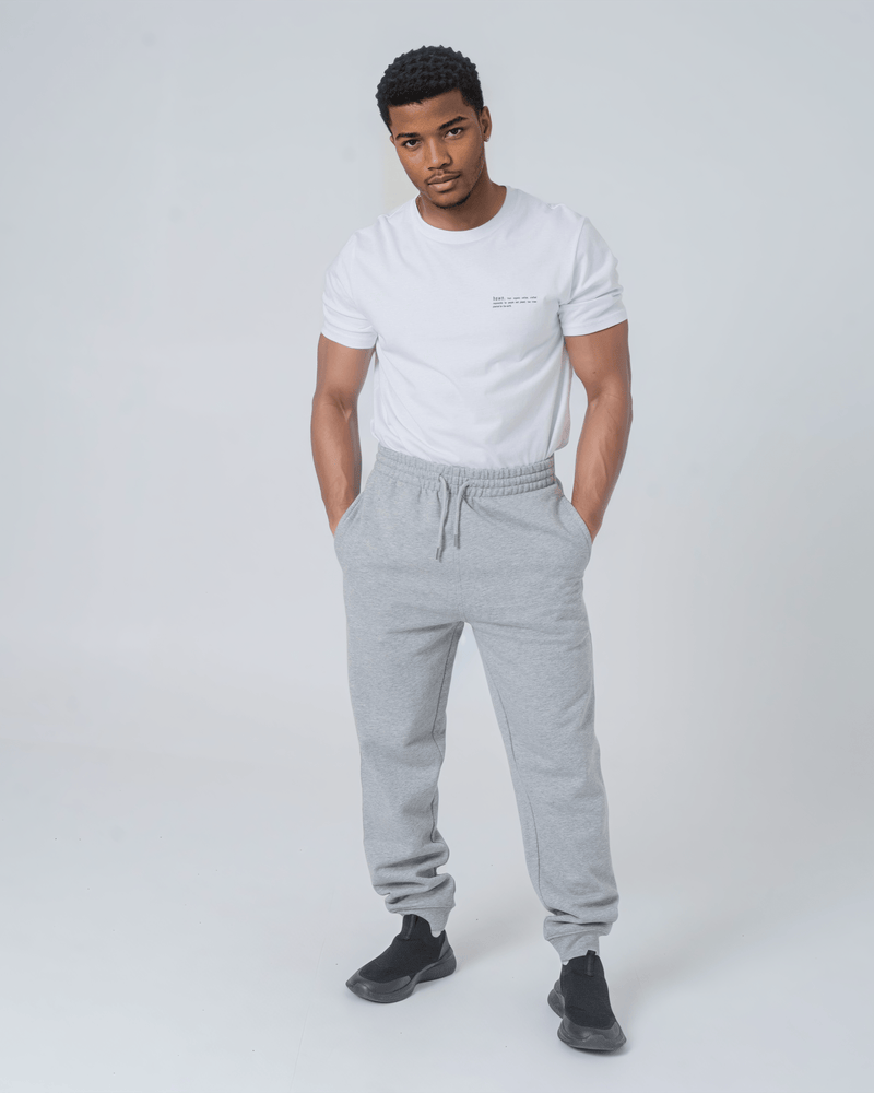 hewn. Mens Organic Cotton Relaxed-fit Joggers in Rock Grey Marl