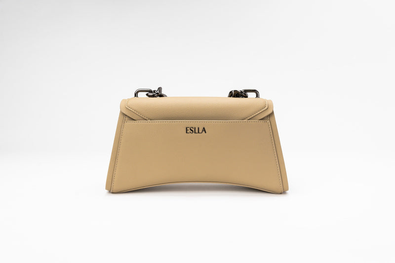 Eslla Dharma Desserto Cactus Leather Vegan Crossbody With Gunmetal Chain |  Beige Sand