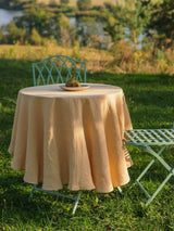 Immaculate Vegan - Round Linen Tablecloth | Mustard