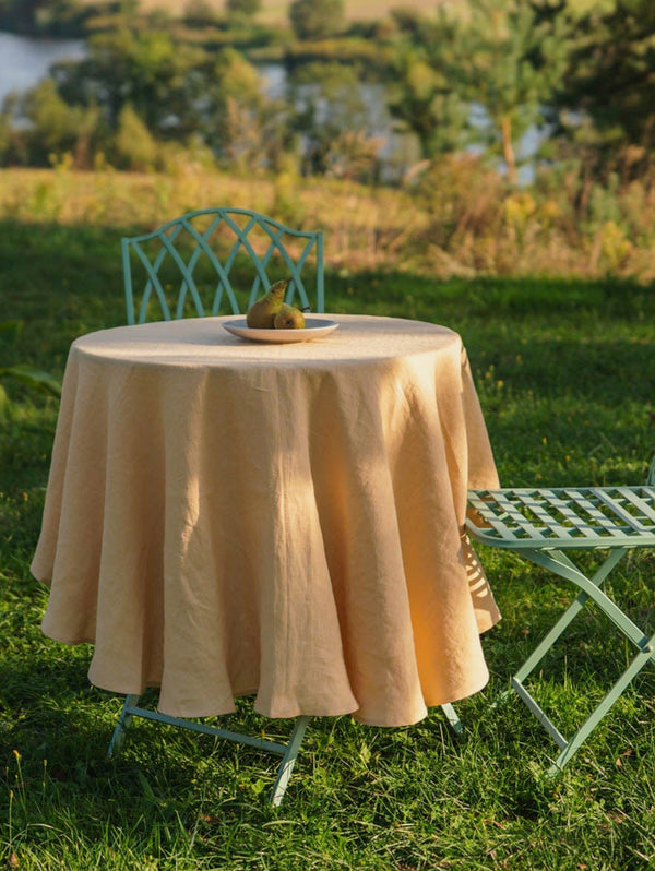 Round Linen Tablecloth | Mustard