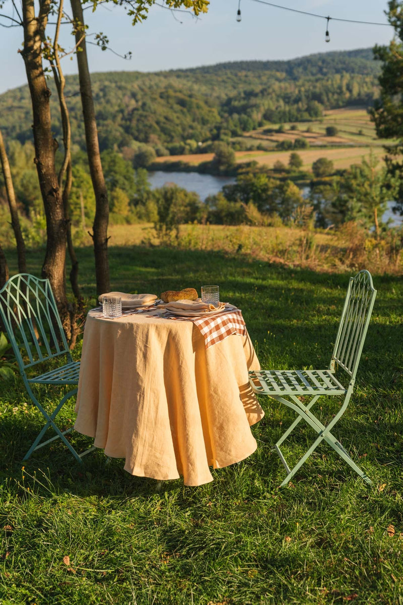 Round Linen Tablecloth | Mustard