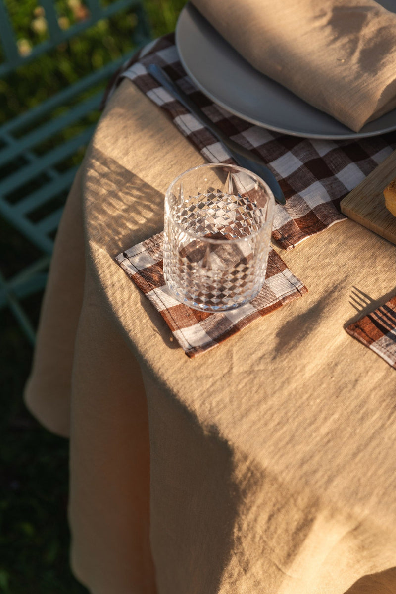 Round Linen Tablecloth | Mustard