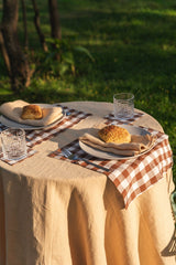 Immaculate Vegan - Round Linen Tablecloth | Mustard