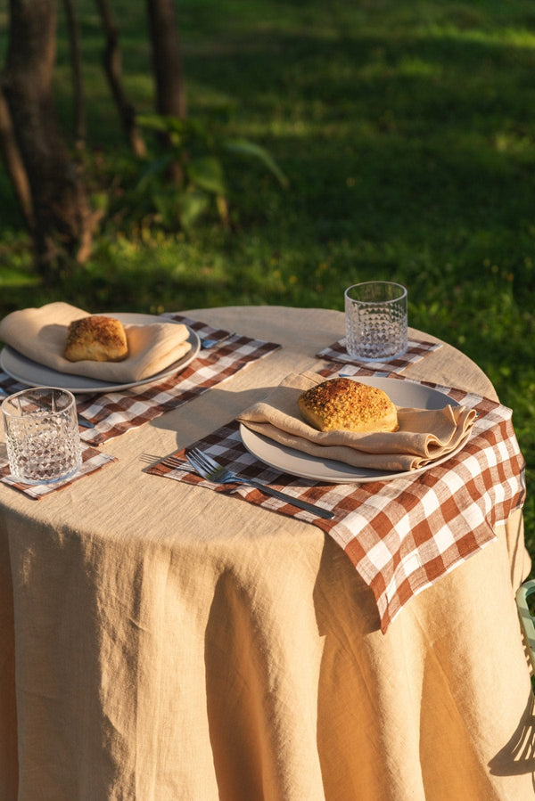 Round Linen Tablecloth | Mustard