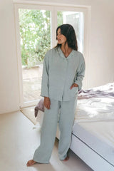 Immaculate Vegan - AmourLinen Snooze Long Sleeve Pyjama Set | Multiple Colours Sage Green / XS