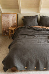 Immaculate Vegan - AmourLinen Linen Bedding Set | Charcoal