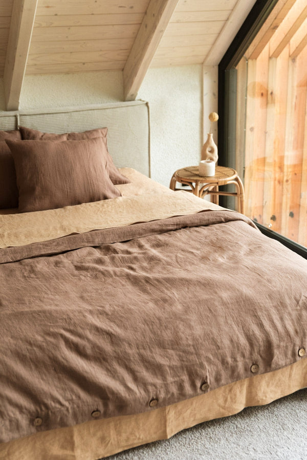 AmourLinen Linen Bedding Set | Rosy Brown