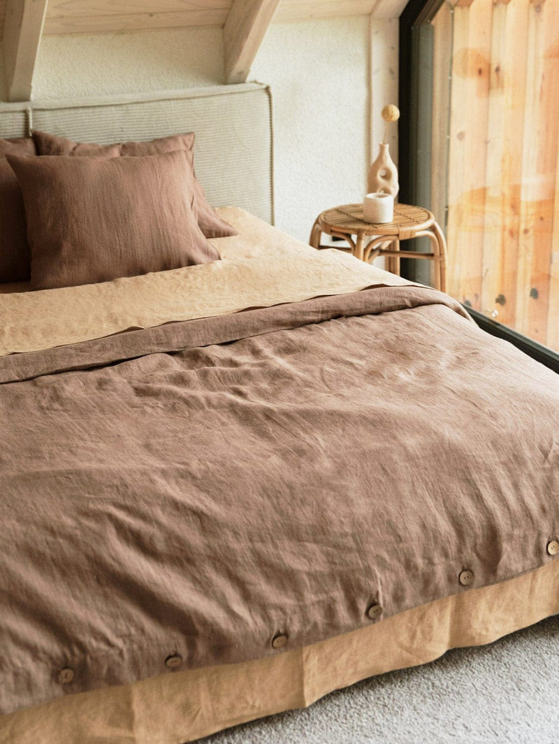 AmourLinen Linen Bedding Set | Rosy Brown