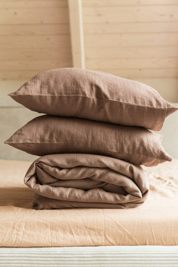 AmourLinen Linen Bedding Set | Rosy Brown