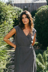 Immaculate Vegan - AmourLinen Aurora Linen Mid-length Dress | Multiple Colours XS / Charcoal