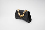 Immaculate Vegan - Eslla Dharma Desserto Cactus Leather Vegan Crossbody With Matte Gold Chain | Black Black