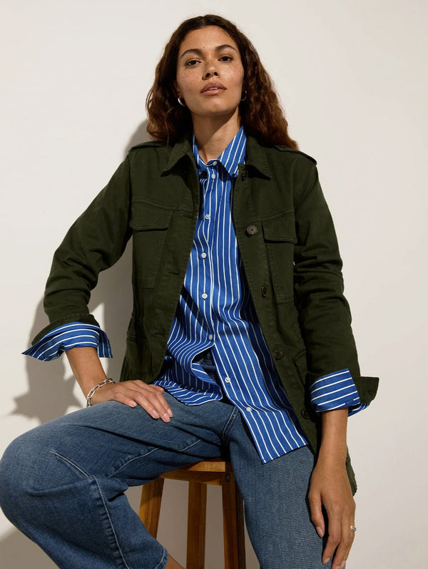 Baukjen Drake Organic Cotton Utility Jacket | Deep Khaki
