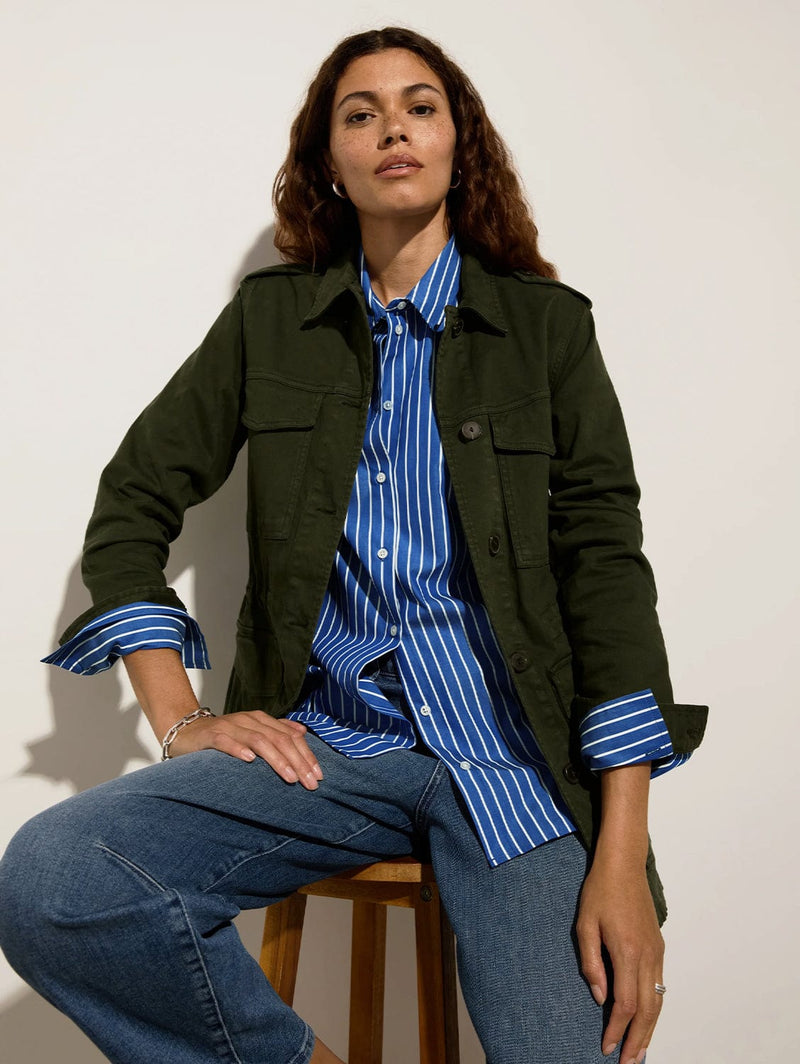 Baukjen Drake Organic Cotton Utility Jacket | Deep Khaki