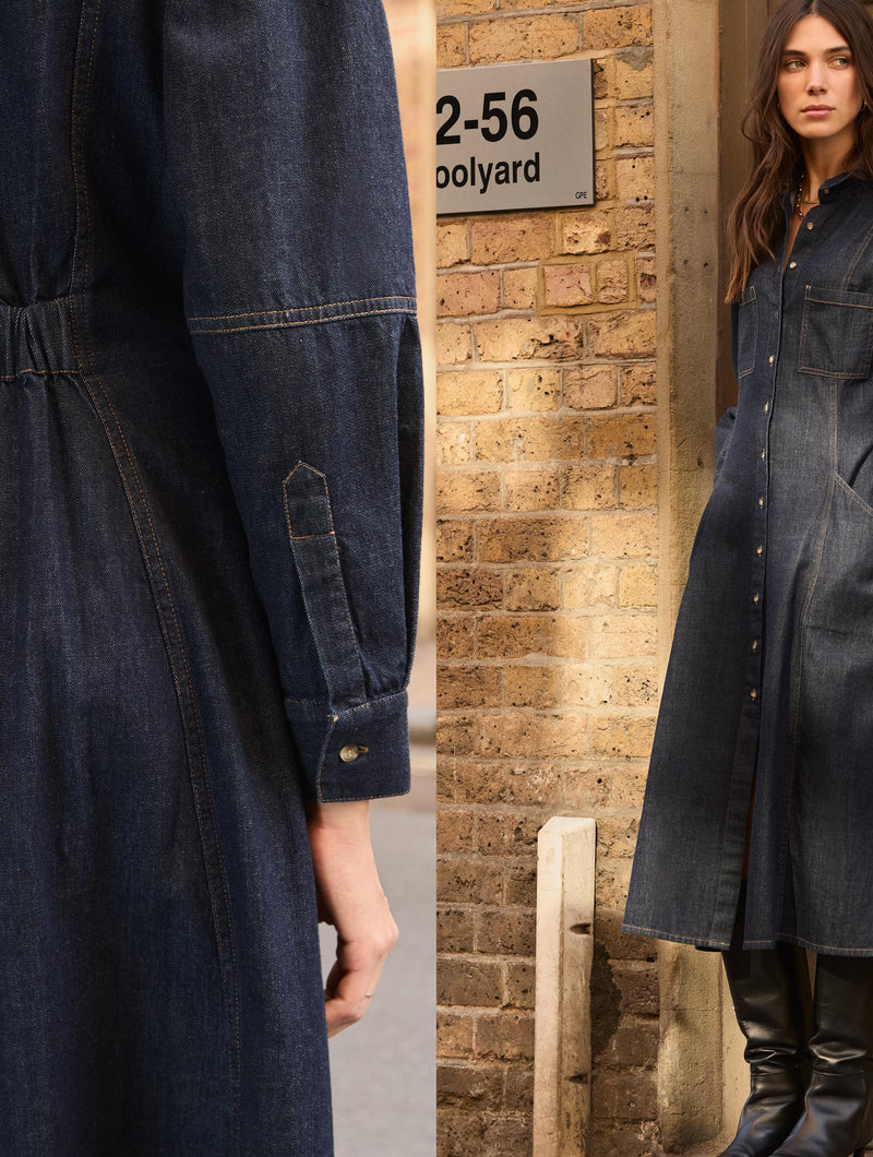 Channing Organic Denim Midi Dress | Dark Denim