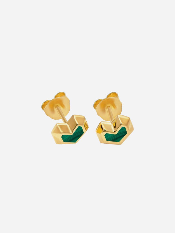 Under Her Eyes DARYL STUDS <br> 18k Gold Plated - Malachite Gold / 18k Gold Plated Silver