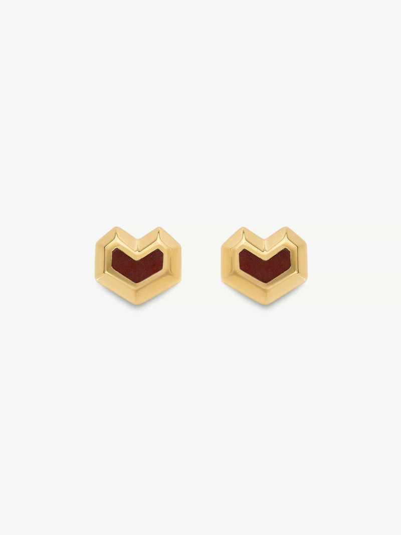 Under Her Eyes DARYL STUDS <br> 18k Gold Plated - Red Tiger Eye Gold / 18k Gold Plated Silver